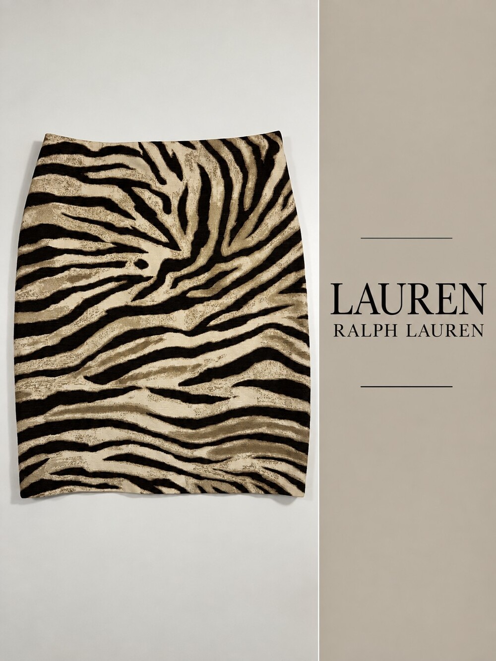 NWT Lauren Ralph Lauren Zebra Print Linen Cotton Pencil Skirt Size 6 $285